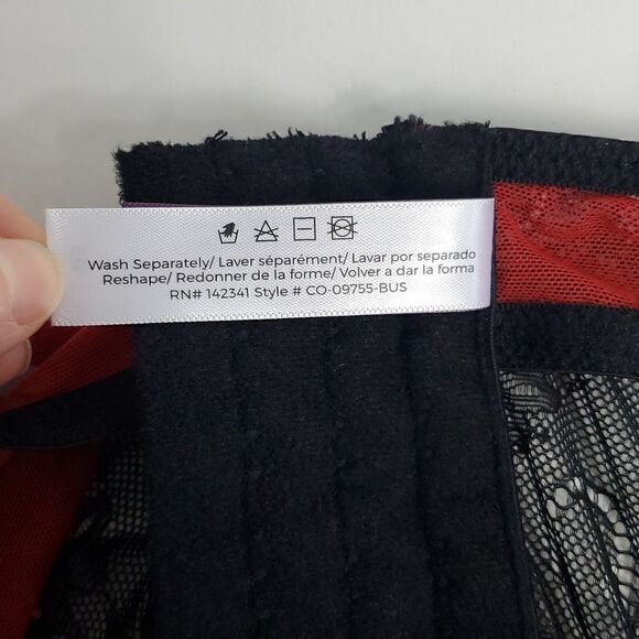 Adore Me Corina Red and Black Push Up Bustier Lace Detail Mesh Size 34B NWT - Picture 10 of 12
